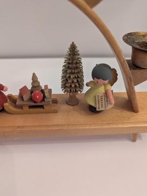 Vintage Erzebirge German Wood Figural Christmas Candle Holder