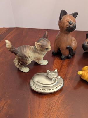 Wooden & Ceramic Cat Figures