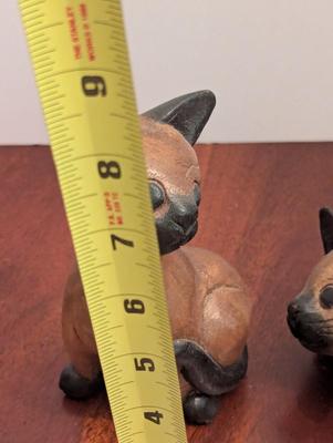 Wooden & Ceramic Cat Figures