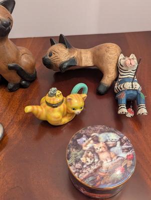 Wooden & Ceramic Cat Figures
