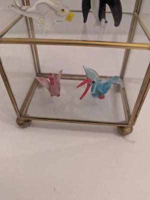 Miniature Glass Figures With Display Case