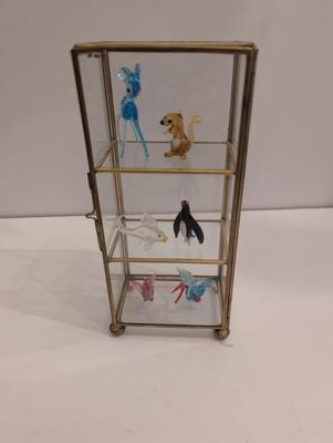Miniature Glass Figures With Display Case