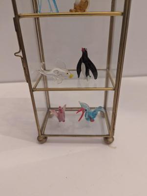 Miniature Glass Figures With Display Case