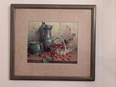 A Pair Of Vintage Robert Chailloux Litho Print Wood Framed Still Life Art Approx 19 1/2" x 17 1/8"