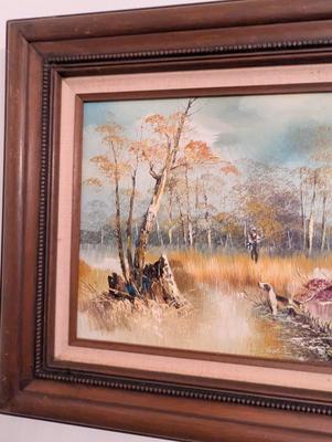 Approx 23" x 17 1/2" Signed Canvas Painting Landscape