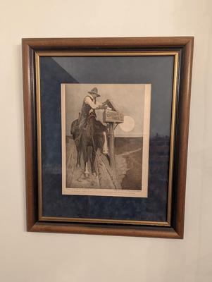 Approx 19 1/4" x 23 1/4" Antique Cream Of Wheat Poster Cowboy Painted By N.C. Wyeth