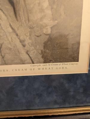 Approx 19 1/4" x 23 1/4" Antique Cream Of Wheat Poster Cowboy Painted By N.C. Wyeth