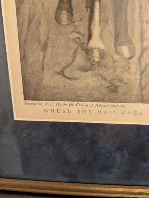 Approx 19 1/4" x 23 1/4" Antique Cream Of Wheat Poster Cowboy Painted By N.C. Wyeth