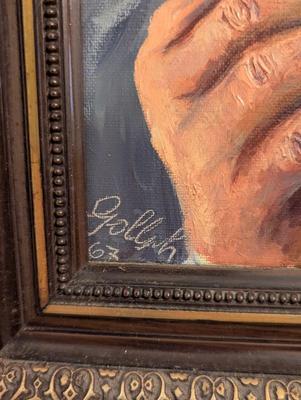 Approx 15 1/2" x 17 1/2" "Die Weinprobe" Signed Painting