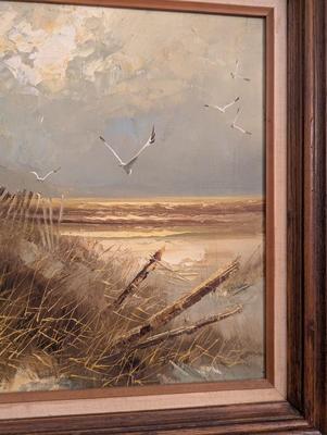 Approx 22 1/2" x 27" Framed Seaside Signed Oil Painting