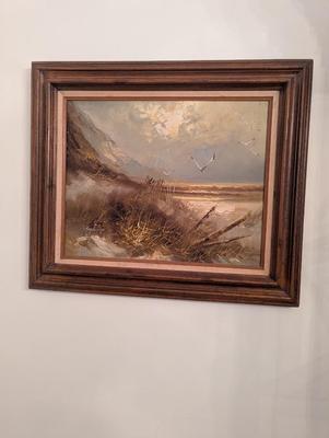 Approx 22 1/2" x 27" Framed Seaside Signed Oil Painting