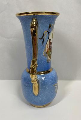 Antique French 19th Century Vase Vieux Paris Porcelain blue & gold romantic