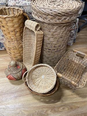 Tall and small wicker baskets