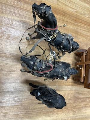 Decorative horse and wood trailer
