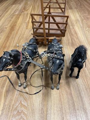 Decorative horse and wood trailer