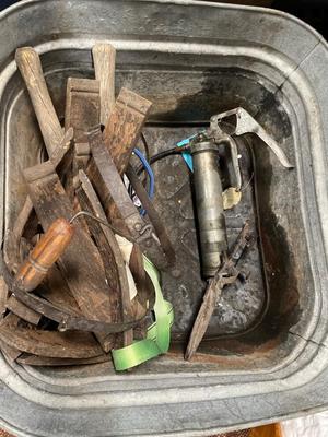 Vintage tub with greaser and barrel inside