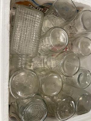 Cooler full of vintage canning jars