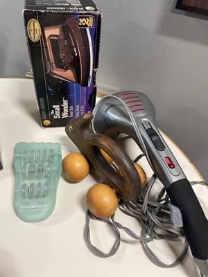 Massagers with vintage travel iron