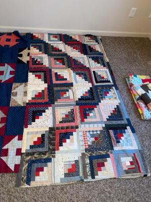 2 HANDMADE QUILT TOPS (1 HAND STITCHED, 1 MACHINE MADE)