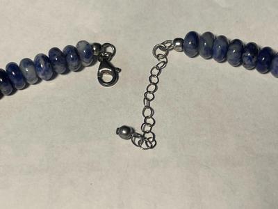 FAS Designer Huge Lapis Lazuli Graduated Disc Beaded Necklace 24-26" Adjustable Fashion Necklace w/Sterling Chain & Clasp.