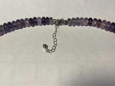 FAS Designer Huge Amethyst Quartz Graduated Disc Beaded Necklace 24-26" Adjustable Fashion Necklace w/Sterling Chain & Clasp