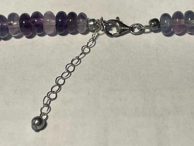 FAS Designer Huge Amethyst Quartz Graduated Disc Beaded Necklace 24-26" Adjustable Fashion Necklace w/Sterling Chain & Clasp