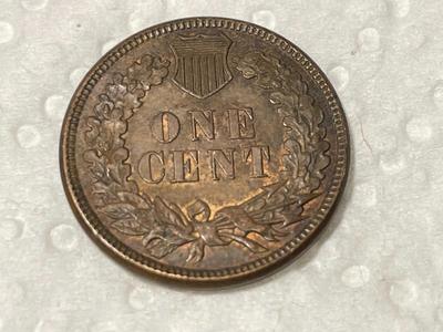 1880 AU58+ CONDITION INDIAN HEAD CENT FROM AN OLDTIME ESTATE. FREE DOMESTIC SHIPPING.