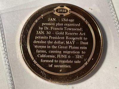 1934 DUST STORMS CAUSE MIGRATION OF FARMERS FRANKLIN MINT PROOF BRONZE MEDAL (MEDAL #22). FREE DOMESTIC SHIPPING.