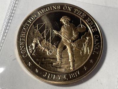 1817 CONSTRUCTION BEGINS ON THE ERIE CANAL FRANKLIN MINT PROOF BRONZE MEDAL (MEDAL #21). FREE DOMESTIC SHIPPING.