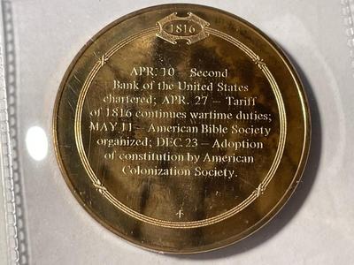 1816 SECOND BANK OF THE UNITED STATES CHARTERED FRANKLIN MINT PROOF BRONZE MEDAL (MEDAL #20). FREE DOMESTIC SHIPPING.