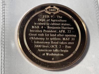 1889 SETTLERS RUSH TO OKLAHOMA FRANKLIN MINT PROOF BRONZE MEDAL (MEDAL #19). FREE DOMESTIC SHIPPING.