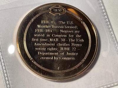 1870 15TH AMENDMENT GUARANTEES RIGHT TO VOTE FRANKLIN MINT PROOF BRONZE MEDAL (MEDAL #17). FREE DOMESTIC SHIPPING.