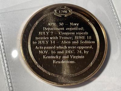 1798 ALIEN AND SEDITION ACTS CURTAIL LIBERTIES FRANKLIN MINT PROOF BRONZE MEDAL (MEDAL #16). FREE DOMESTIC SHIPPING.