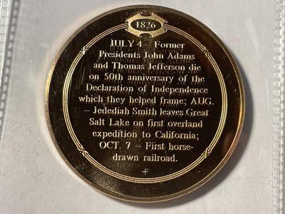 1826 THE NATION CELEBRATES IT'S 50TH. ANNIVERSARY FRANKLIN MINT PROOF BRONZE MEDAL (MEDAL #15). FREE DOMESTIC SHIPPING.