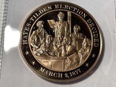 1877 HAYES-TILDEN ELECTION DECIDED FRANKLIN MINT PROOF BRONZE MEDAL (MEDAL #12). FREE DOMESTIC SHIPPING.