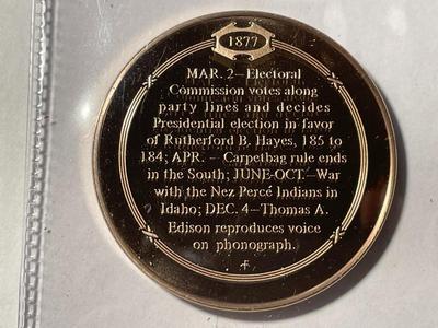 1877 HAYES-TILDEN ELECTION DECIDED FRANKLIN MINT PROOF BRONZE MEDAL (MEDAL #12). FREE DOMESTIC SHIPPING.