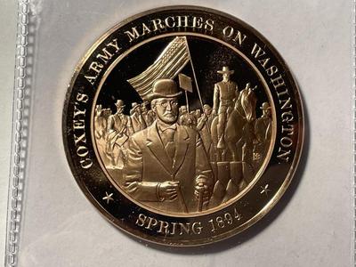 1894 COXEY'S ARMY MARCHES ON WASHINGTON FRANKLIN MINT PROOF BRONZE MEDAL (MEDAL #11). FREE DOMESTIC SHIPPING.
