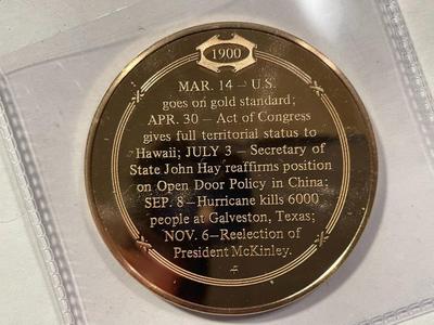 1900 HAWAII BECOMES A TERRITORY FRANKLIN MINT PROOF BRONZE MEDAL (MEDAL #6). FREE DOMESTIC SHIPPING.