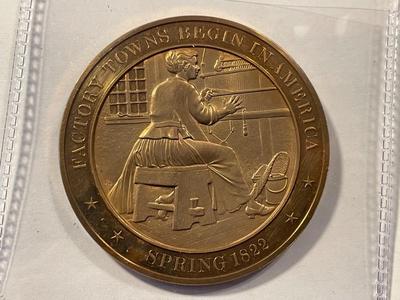1822 FACTORY TOWNS BEGIN IN AMERICA FRANKLIN MINT PROOF BRONZE MEDAL (MEDAL #5) FREE DOMESTIC SHIPPING.