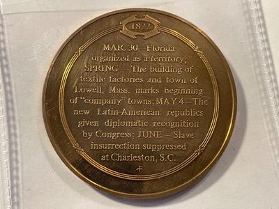 1822 FACTORY TOWNS BEGIN IN AMERICA FRANKLIN MINT PROOF BRONZE MEDAL (MEDAL #5) FREE DOMESTIC SHIPPING.