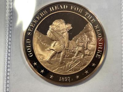 1897 GOLD SEEKERS HEAD FOR THEKLONDIKE FRANKLIN MINT PROOF BRONZE MEDAL (MEDAL #2) FREE DOMESTIC SHIPPING.