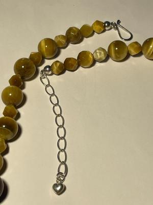 DTR/Jay King New Never Worn Tiger's Eye Large Bead Graduated Necklace 20-23" Adjustable w/Sterling Silver Clasp & Chain as...