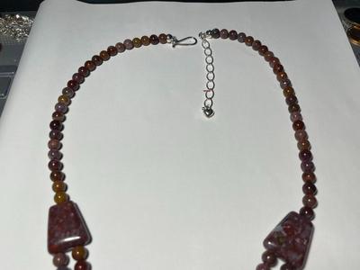 DTR/Jay King New Never Worn Brown Onyx/Agate Bead Necklace 19-23" Adjustable w/Sterling Silver Clasp & Chain as Pictured.