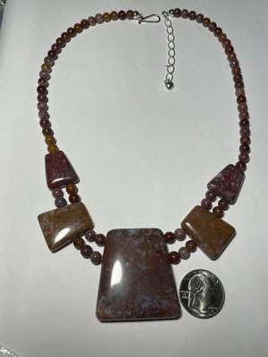 DTR/Jay King New Never Worn Brown Onyx/Agate Bead Necklace 19-23" Adjustable w/Sterling Silver Clasp & Chain as Pictured.