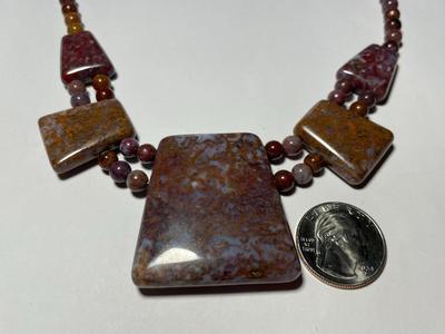 DTR/Jay King New Never Worn Brown Onyx/Agate Bead Necklace 19-23" Adjustable w/Sterling Silver Clasp & Chain as Pictured.