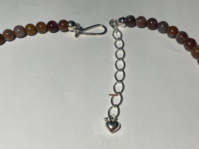 DTR/Jay King New Never Worn Brown Onyx/Agate Bead Necklace 19-23" Adjustable w/Sterling Silver Clasp & Chain as Pictured.