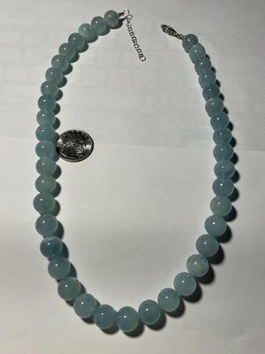 New Never Worn "BBJ" Designer .925 Natural Blue Aquamarine Round Bead Gemstone Necklace 18-20" Long as Pictured. FREE...