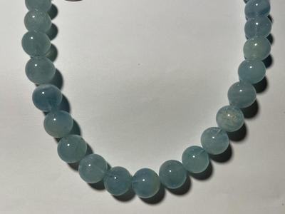 New Never Worn "BBJ" Designer .925 Natural Blue Aquamarine Round Bead Gemstone Necklace 18-20" Long as Pictured. FREE...