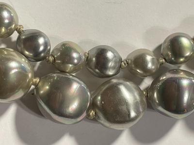Vintage Preowned Mid-Century Freshwater Double Strand Choker Necklace Inner Length 14" with a Sterling Silver Clasp as Pictured.