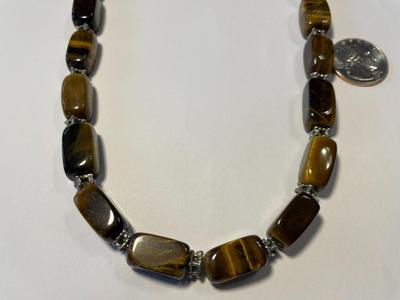 New Never Worn Large Tiger's Eye Link Necklace 17-19" Adjustable Very Nicely Made as Pictured. FREE DOMESTIC SHIPPING.